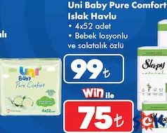 UNİ BABY PURE COMFORT ISLAK HAVLU 4X52 ADET indirimli fiyat UNİ BABY PURE COMFORT ISLAK HAVLU 4X52 ADET fiyat ve kampanya bilgisi